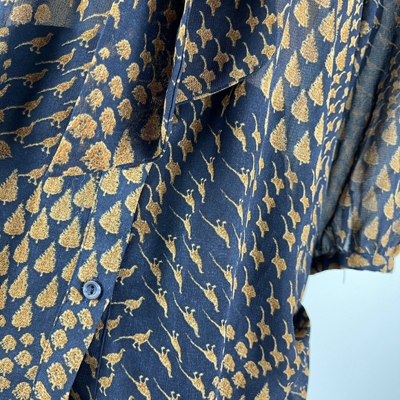 Gorgeous Navy & Brown Blouse with Tie Front - 8 - Picture 4 of 12